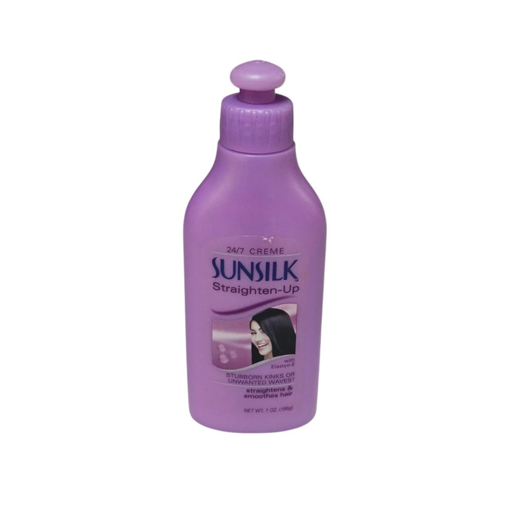 NEW SunSilk Straighten-Up 24/7 Creme With Elastyn-E 7oz Stubborn Kinks Waves